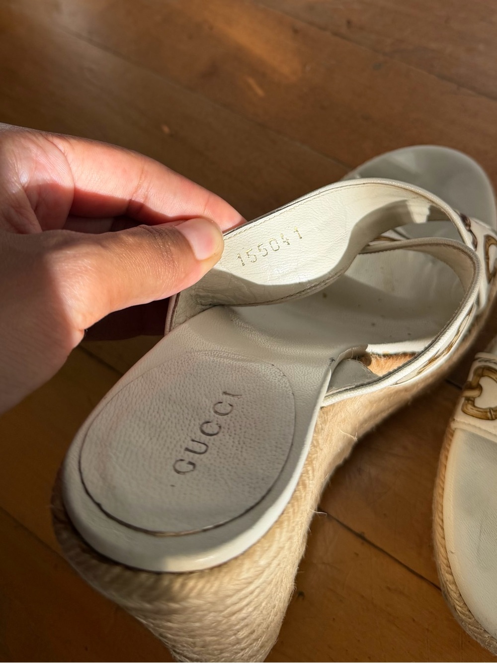 Vintage Gucci White Leather Espadrille Slide Sandals - Women's - Picture 3 of 4